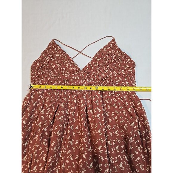 Treasure & Bond Brown Mahogany Little Paris cotton halter maxi dress size XL New - Picture 11 of 16